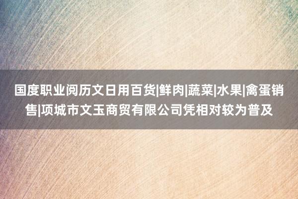 国度职业阅历文日用百货|鲜肉|蔬菜|水果|禽蛋销售|项城市文玉商贸有限公司凭相对较为普及